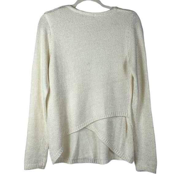 Belldini slinky shimmery soft v neck popover comfy sweater Sz L cream color - Picture 3 of 12